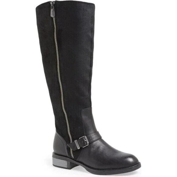Circus by Sam Edelman Rider Black Leather/Suede High Moto Boots Women’s Size 7M - Picture 1 of 7